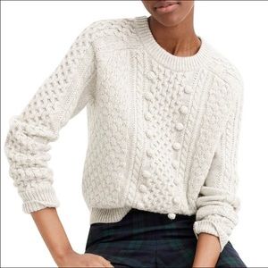 J.Crew Pom Pom Cable-Knit Sweater